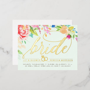 Munt Rozen en Vrijgezellenfeest met gouden diama Folie Uitnodiging Briefkaart