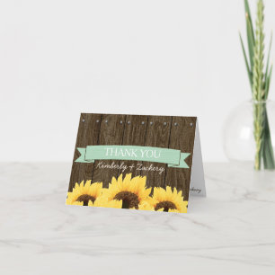 MUNT RUSTISCHE ZONNEBLOEM TROUWKAART BEDANKJE BEDANKKAART
