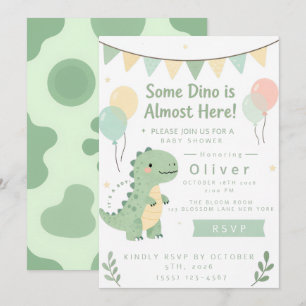 Munt Salie Groen Baby Shower Dino Kaart