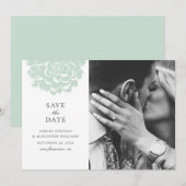 Munt succulent. Modern cactus bruiloft. Bloemen Save The Date (Voorkant / Achterkant)