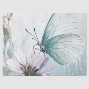 Munt Teal Vlinder Zachte Pastel Bloemen Tissuepapier