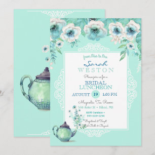 Munt Theepot Aquarel Bloemen Kaart