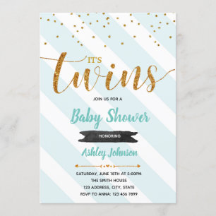 Munt thema twin baby shower-uitnodiging kaart