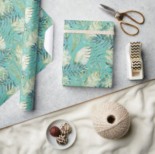 Munt Tropische Groene Bladeren Cadeaupapier