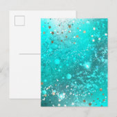 Munt Turquoise Folie Achtergrond Aankondigingskaart (Voorkant / Achterkant)