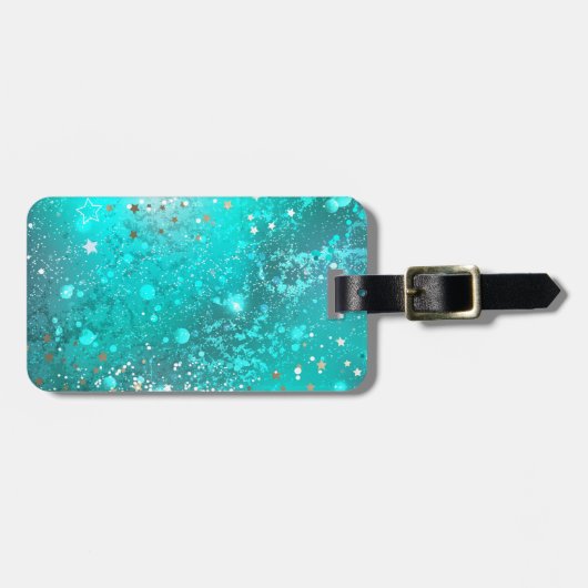 Munt Turquoise Folie Achtergrond Bagagelabel (Voorkant horizontaal)