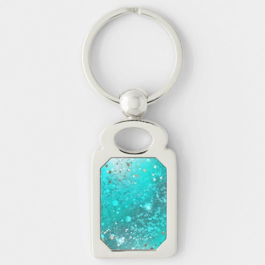 Munt Turquoise Folie Achtergrond Sleutelhanger (Voorkant)