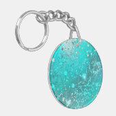 Munt Turquoise Folie Achtergrond Sleutelhanger (Voorkant Links)