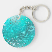 Munt Turquoise Folie Achtergrond Sleutelhanger (Achterkant)
