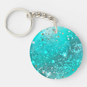 Munt Turquoise Folie Achtergrond Sleutelhanger