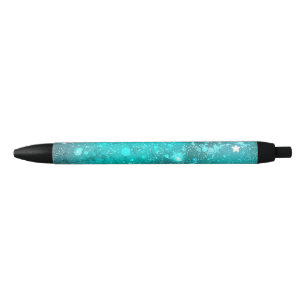 Munt Turquoise Folie Achtergrond Zwarte Inkt Pen