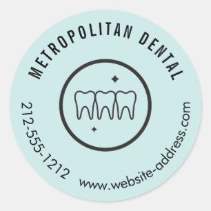 Munt van de moderne Dentist Teeth Black Logo Ronde Sticker