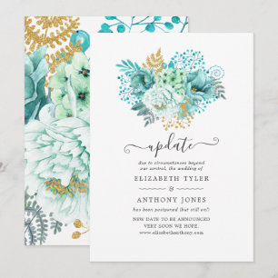 Munt Waterverf Bloemen Bruiloft Update Kaart