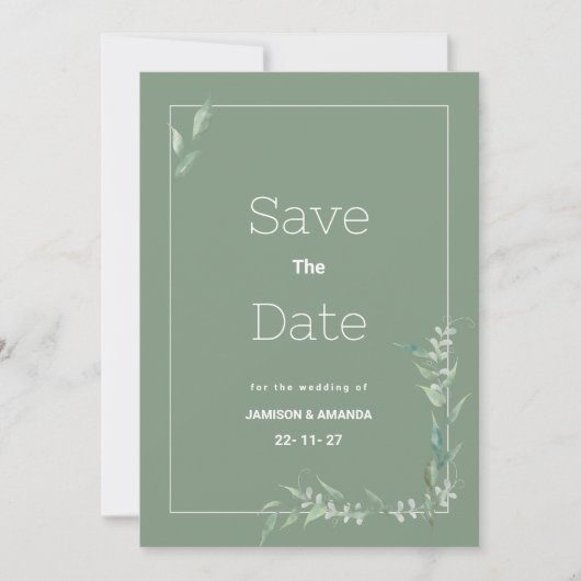 Munt waterverf botanische groen Save The Date Kaart (Voorkant)