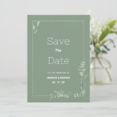 Munt waterverf botanische groen Save The Date Kaart (Staand voorkant)