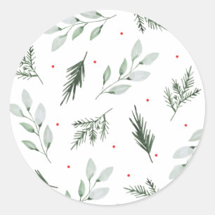 Munt Waterverf Floral Kerst sticker