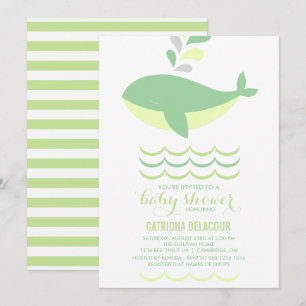 Munt Whale Geslacht Neutrale Baby shower Uitnodigi Kaart