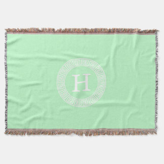 Munt WHT Greek Key RND Lijst Initiaal monogram Deken
