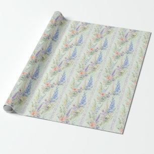 Munt Wilde Bloem Bloemstreep Waterverf Cadeau Cadeaupapier