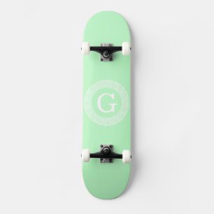 Munt Wit Grieks Sleutel RND Lijst Initiaal monogra Skateboard
