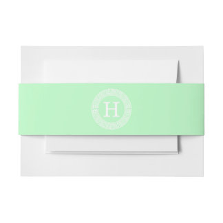 Munt Wit Grieks Sleutel RND Lijst Initiaal monogra Uitnodigingen Wikkel