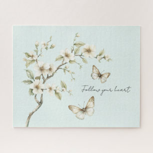 Munt Witte Bloemen Vlinders Legpuzzel
