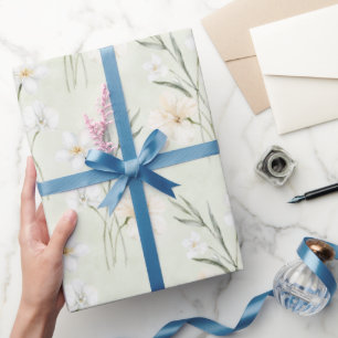 Munt Witte Crème Hibiscus Bloemachtige Bruiloftsdo Cadeaupapier