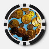 Munten Composiet Poker Chips, Zwart Gestreepte Ran Chips (Voorkant)