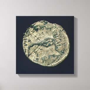 munten met de hoofden van Julius Caesar en Augustu Canvas Afdruk