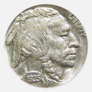 Munten Verzamelaars Indian Head Zilveren Nikkel Ronde Sticker