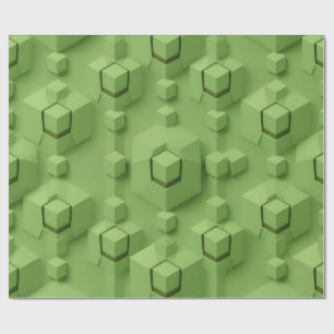 Muntgroen 3D isometrisch kubuspatroon Cadeaupapier