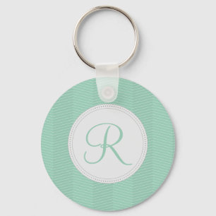 Muntgroen Monogram Dune Patroon Sleutelhanger