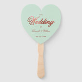 Muntgroen Roze Gouden Trouwprogramma Hart Handwaaier (Voorkant)