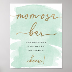 Muntgroen Waterverf Goud Moeder-osa Bar Bord Poster