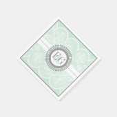 Muntgroen, wit kanten patroon bruiloft servetten (Hoek)