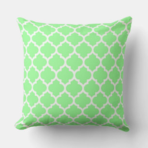 Muntgroen Witte Marokkaanse Quatrefoil Patroon #5 Kussen