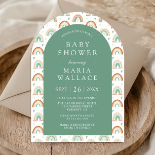 Muntgroene Boog Boho Regenboog Baby Shower Kaart