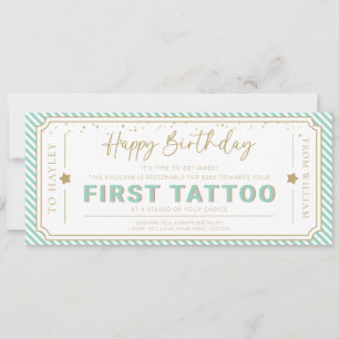 Muntgroene eerste tatoeage verjaardagscadeau bon kaart