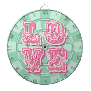 Muntgroene en Roze Vintage LOVE Design Bruiloft Dartbord