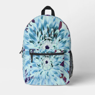 Muntgroene en Turquoise Dahliabloem Bedrukte Rugzak