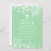 Muntgroene en Witte Bloemendoop Kaart (Voorkant)