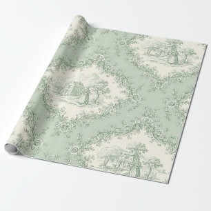 Muntgroene Franse landelijke bloemmetroile - Boerd Cadeaupapier