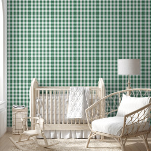 Muntgroene Gingham geruite plaid print Behang