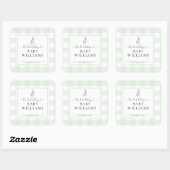 Muntgroene Gingham Konijn Ex-Libris Sticker (Vel)