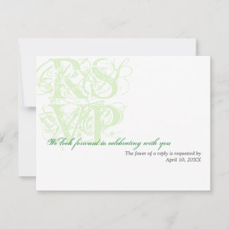 Muntgroene grunge bruiloft inclusief RSVP-reactie Kaart