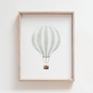 Muntgroene hete luchtballon poster voor kinderkame