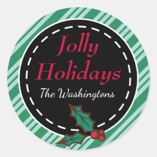 Muntgroene Kerst Kadootje Gift Tag Stickers