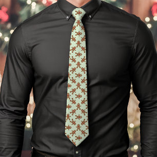 Muntgroene kerstman met polkadots kersttie stropdas