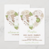 Muntgroene Lente Hart Bloemen Ontvangstkaart Informatiekaartje (Voorkant / Achterkant)