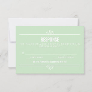 Muntgroene moderne typografie en bloemen RSVP-kaar RSVP Kaartje